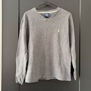 Polo Ralph Lauren Gray Long Sleeve Waffle Knit Thermal with Logo Size M Cotton